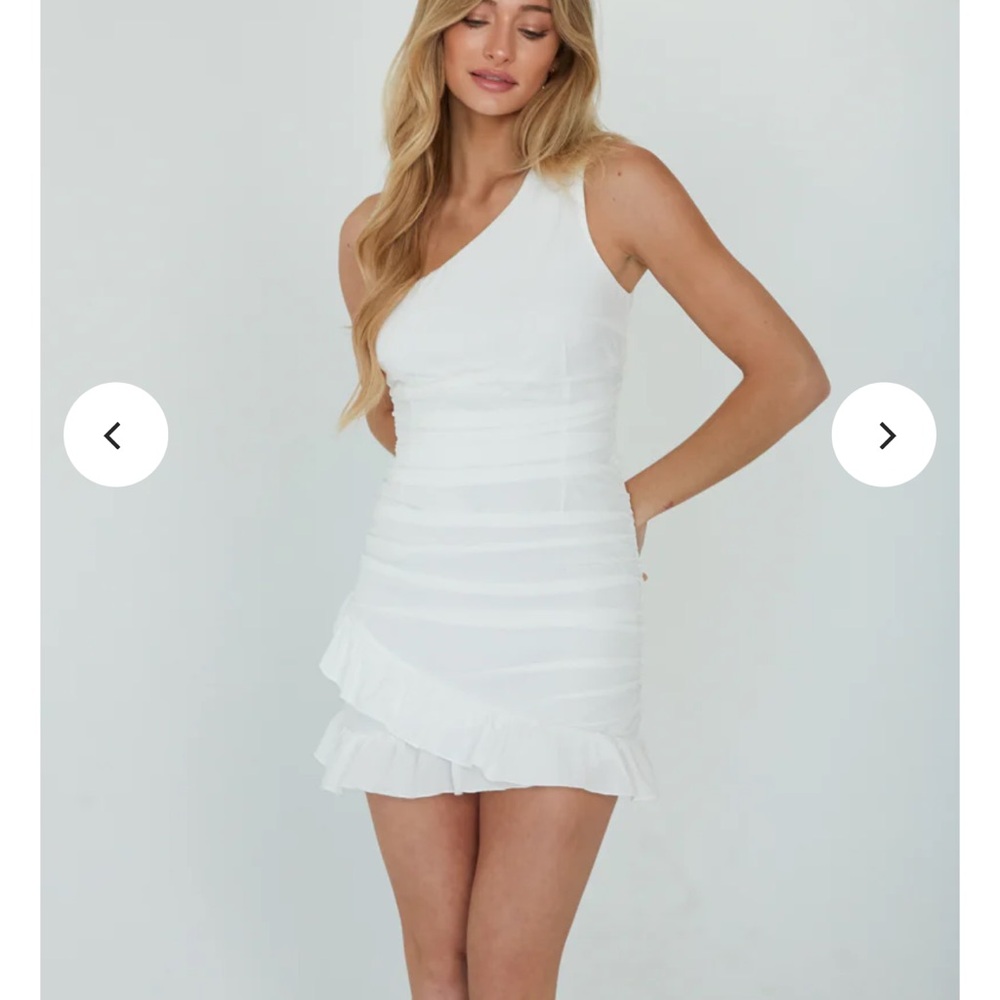 American Threads One Shoulder Ruched Bodycon Mini Dress